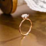 Solid Gold Twist Wrap Shank Solitaire Round Cut Moissanite Engagement Ring