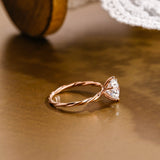 Solid Gold Twist Wrap Shank Solitaire Round Cut Moissanite Engagement Ring