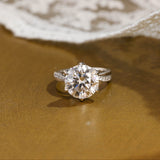 Solid Gold Twisted Band Round Cut Moissanite Engagement Ring Tulip Set