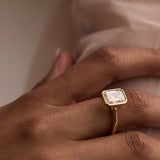 2 CT Emerald Bezel Lab Grown Diamond Engagement Ring