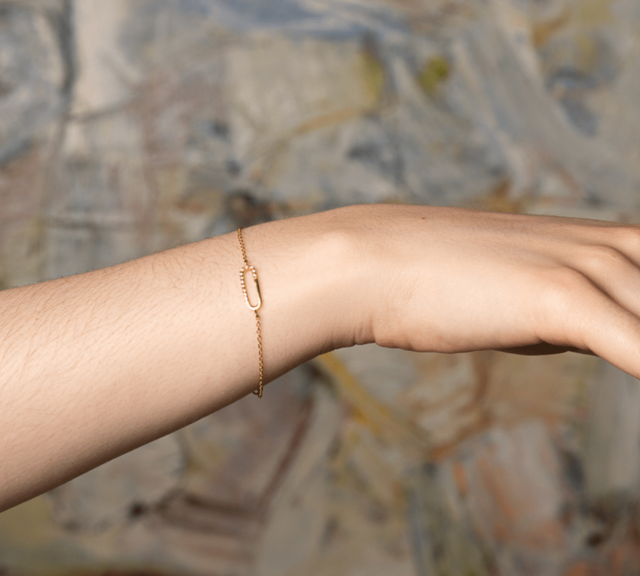 0.04 TCW Round Cut Moissanite Chained Bracelet