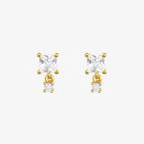 0.8 TCW Princess & Round Cut Moissanite Drop Earrings
