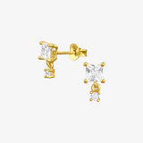 0.8 TCW Princess & Round Cut Moissanite Drop Earrings