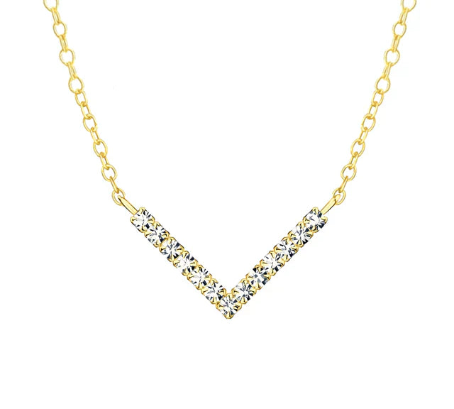 0.2 TCW Round Cut V Shaped Moissanite Necklace