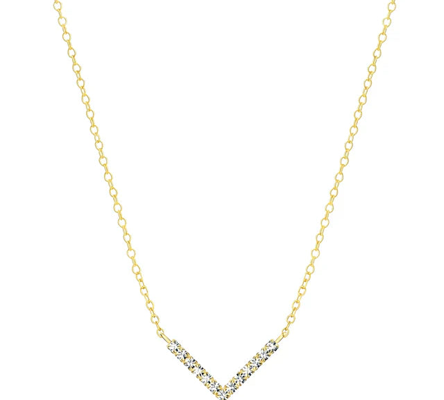 0.2 TCW Round Cut V Shaped Moissanite Necklace