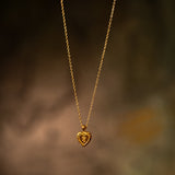 Rose Engraved Heart Shaped Pendant Necklace