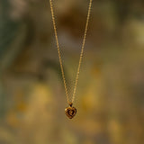 Rose Engraved Heart Shaped Pendant Necklace