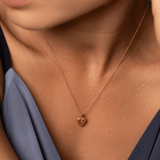 Rose Engraved Heart Shaped Pendant Necklace