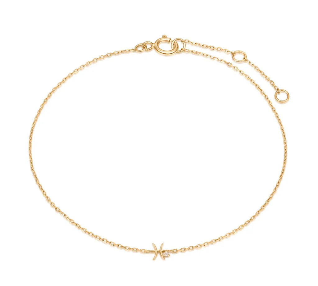 0.01 TCW Round Cut Moissanite Single Stone Zodiac Chain Bracelet