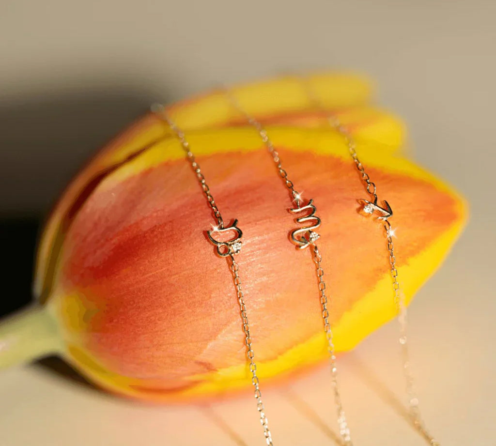 0.01 TCW Round Cut Moissanite Single Stone Zodiac Chain Bracelet