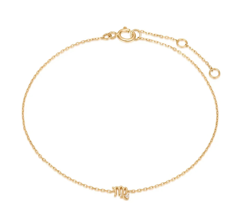 0.01 TCW Round Cut Moissanite Single Stone Zodiac Chain Bracelet