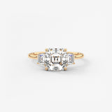 Asscher Three Stone Lab Grown Diamond Engagement Ring