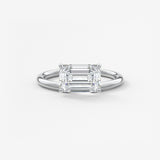 Emerald Solitaire Lab Grown Diamond Engagement Ring