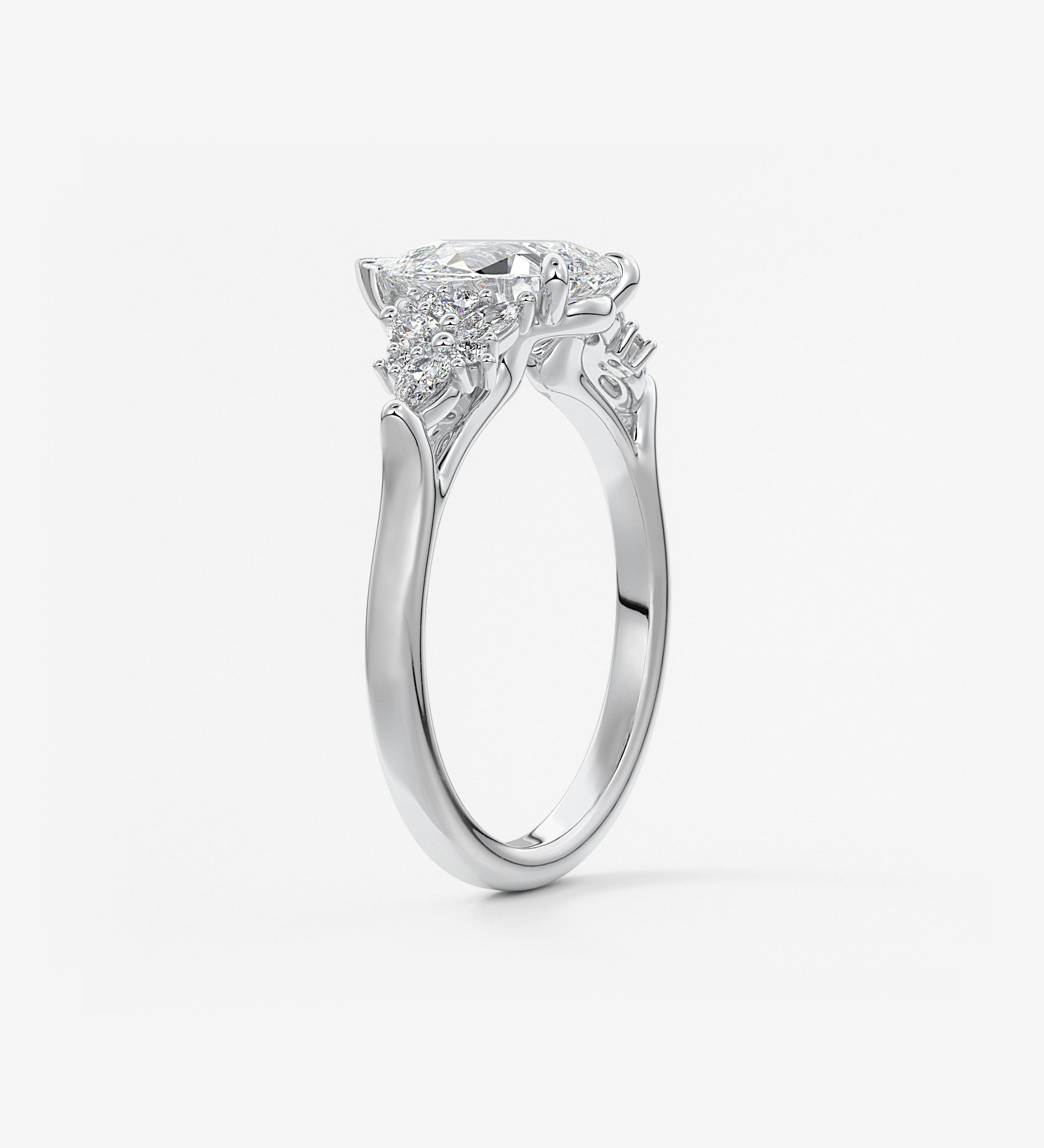 Pear Cluster Lab Grown Diamond Engagement Ring