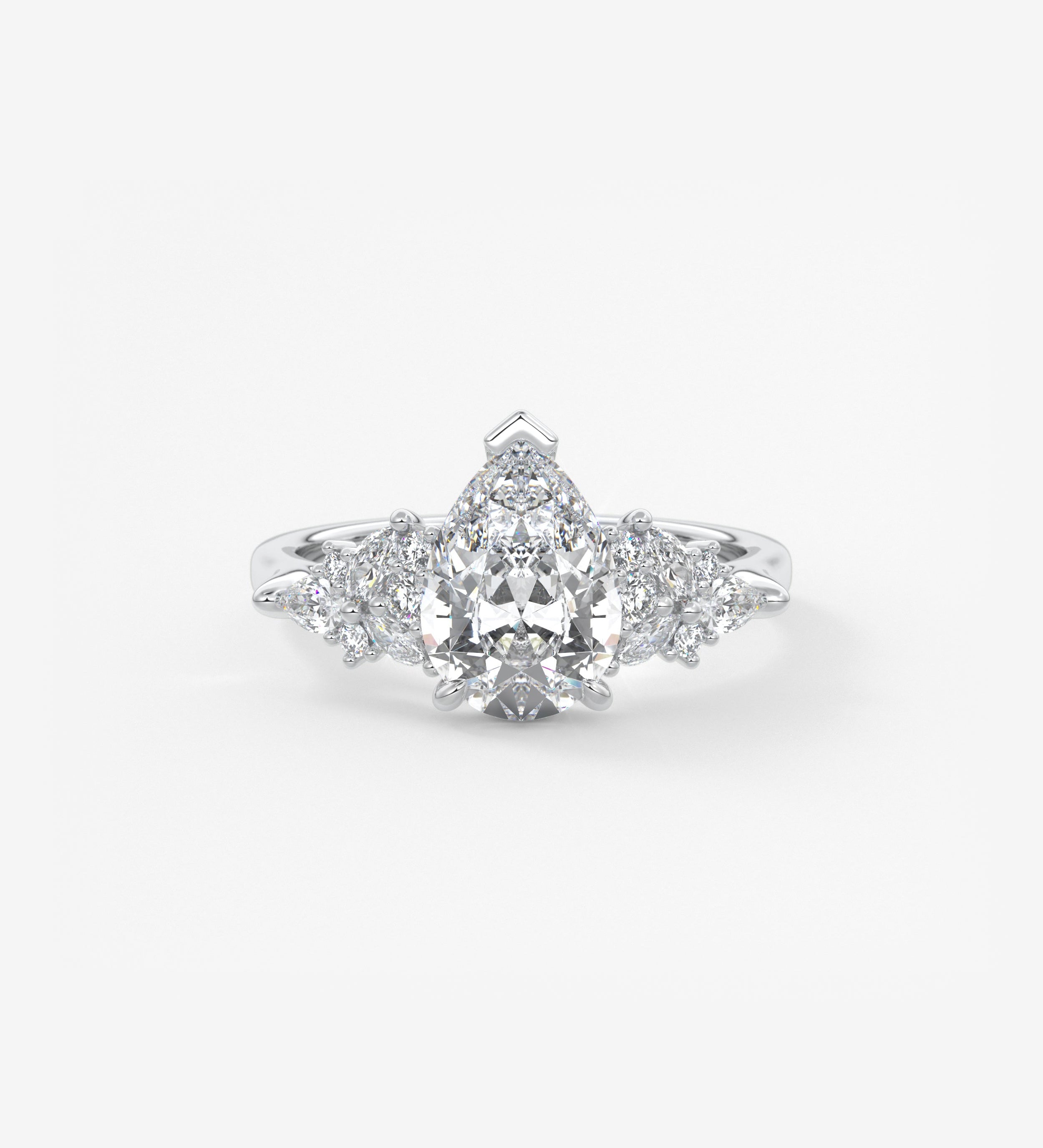 Pear Cluster Lab Grown Diamond Engagement Ring