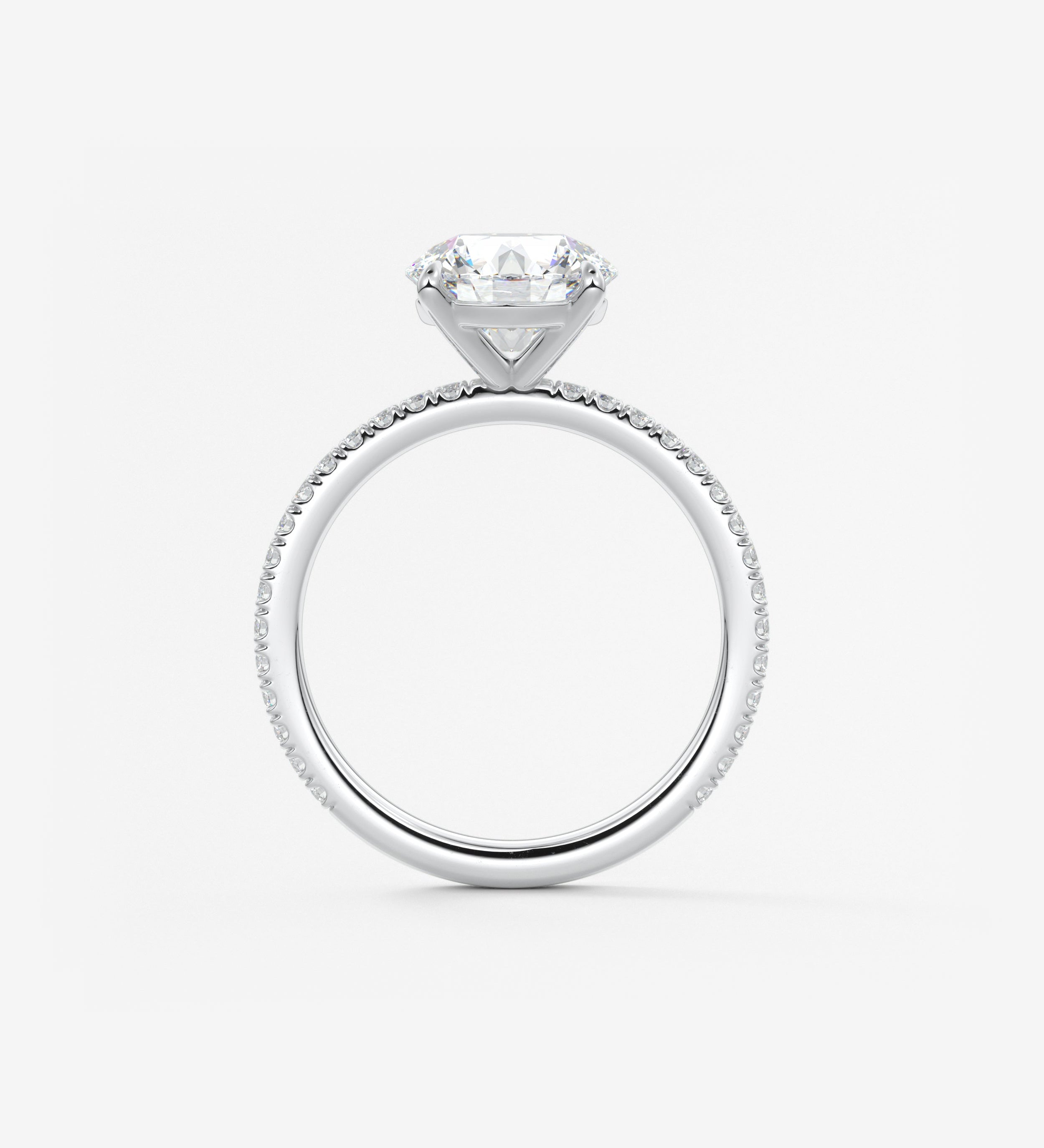 Round Pave Lab Grown Diamond Engagement Ring