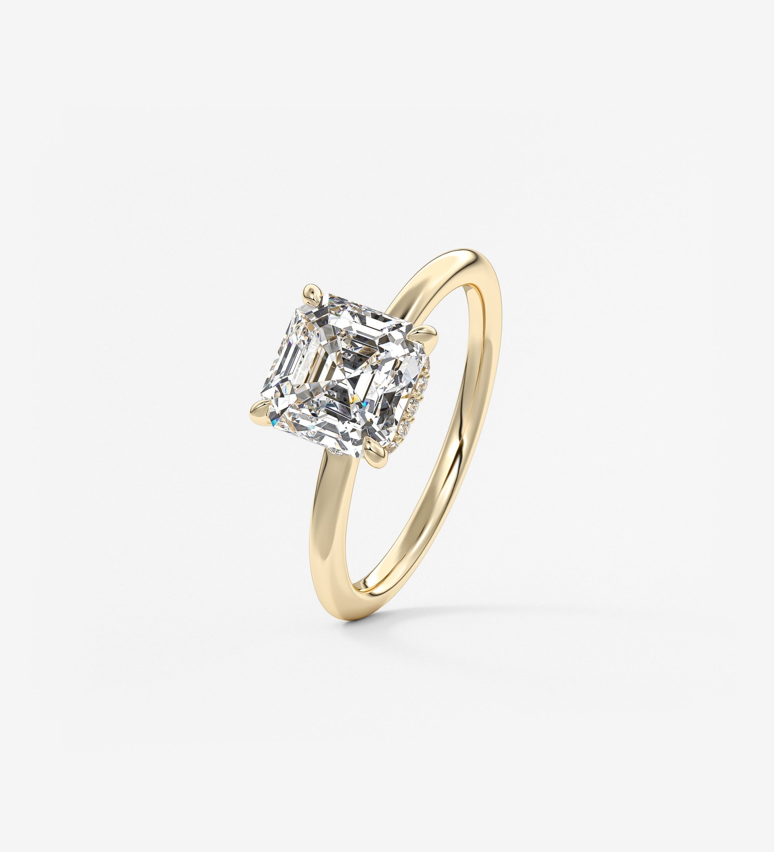 Asscher Hidden Halo Lab Grown Diamond Engagement Ring