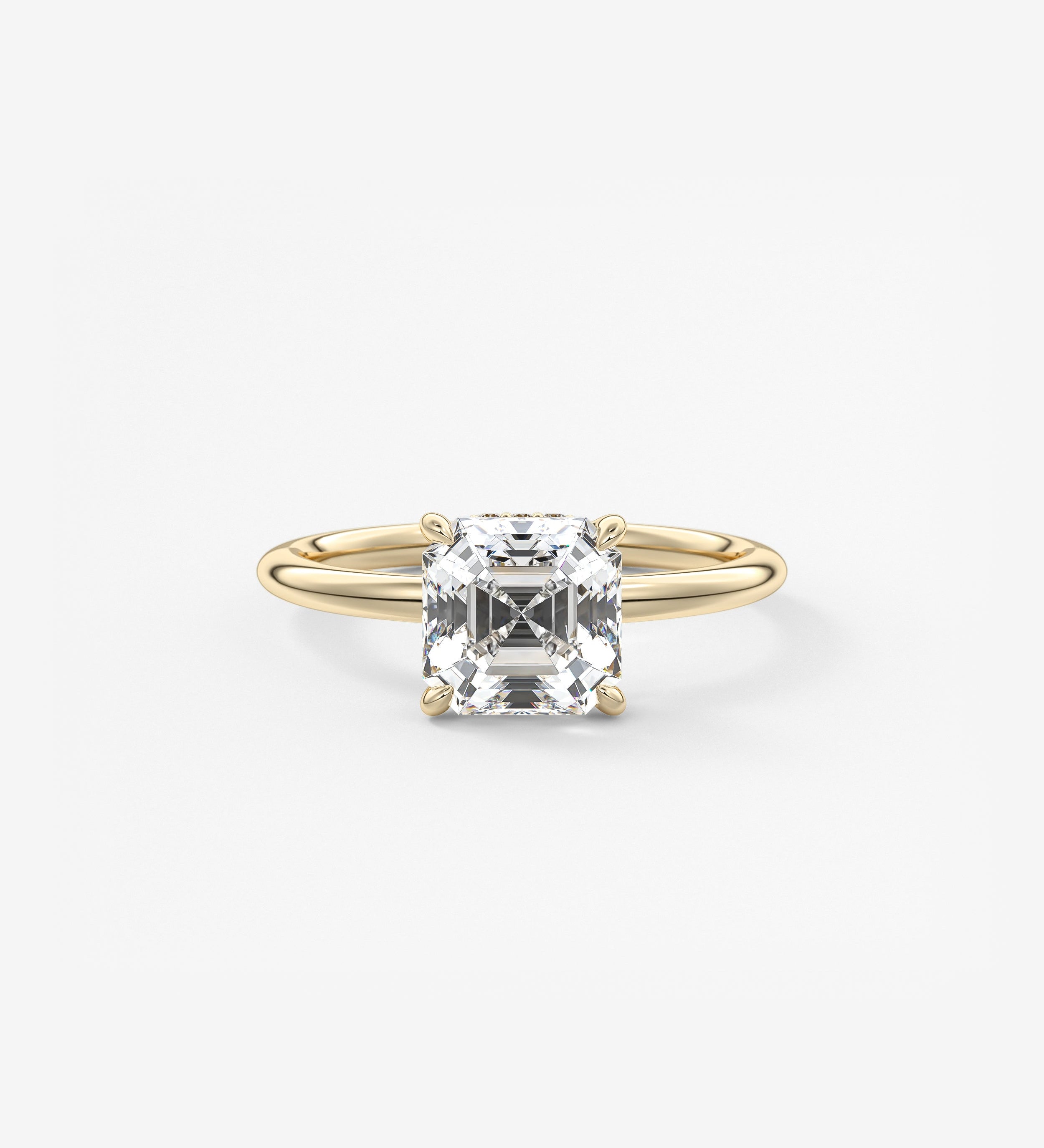 Asscher Hidden Halo Lab Grown Diamond Engagement Ring