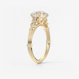 Round Art Deco Lab Grown Diamond Engagement Ring