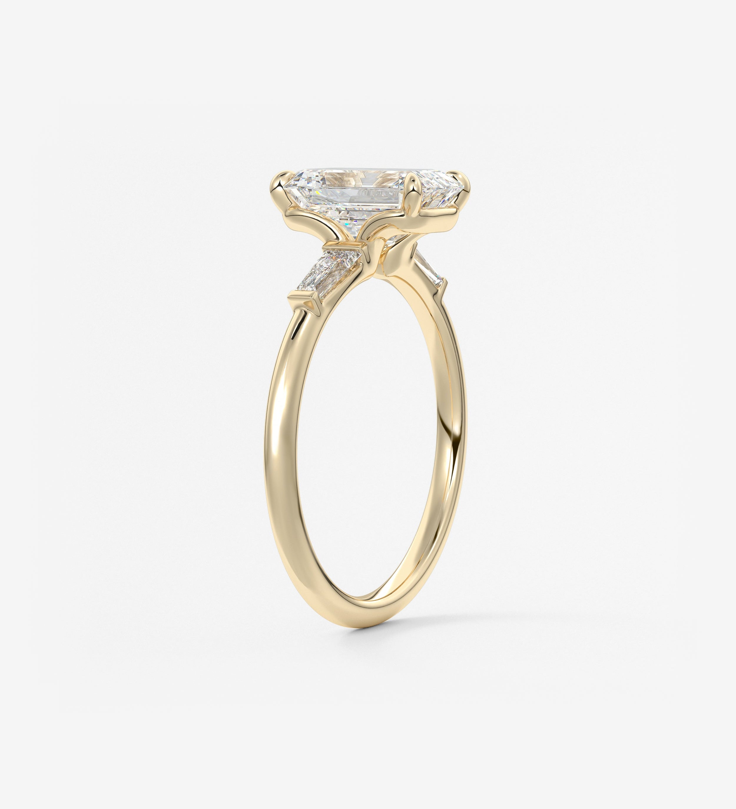Emerald Three Stone Lab Grown Diamond Engagement Ring
