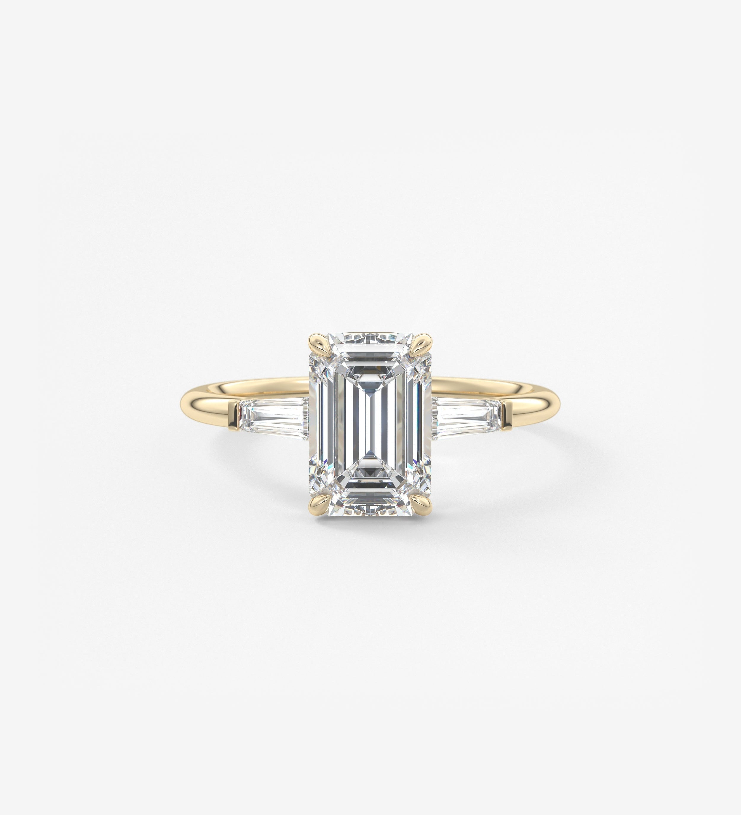 Emerald Three Stone Lab Grown Diamond Engagement Ring