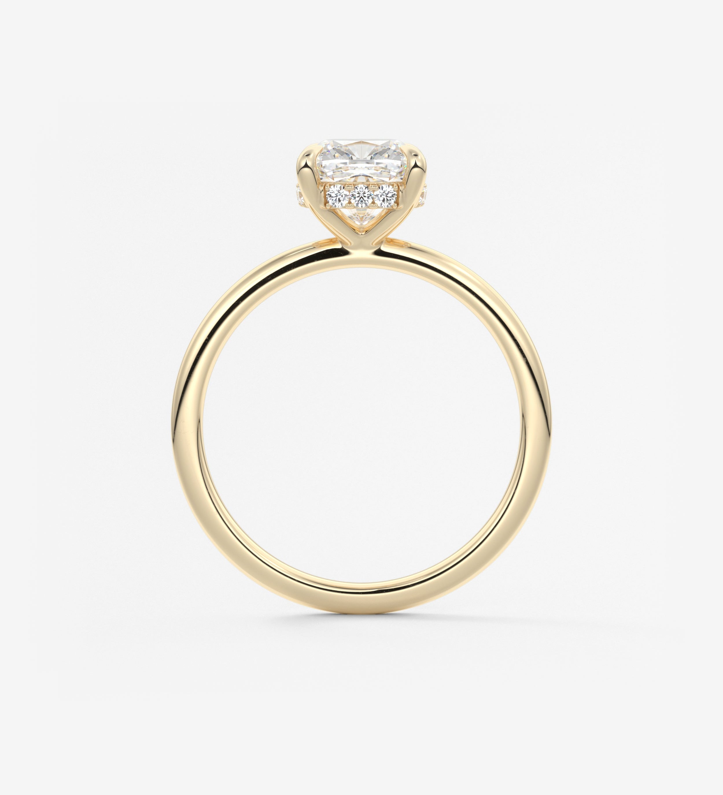 Cushion Hidden Halo Lab Grown Diamond Engagement Ring