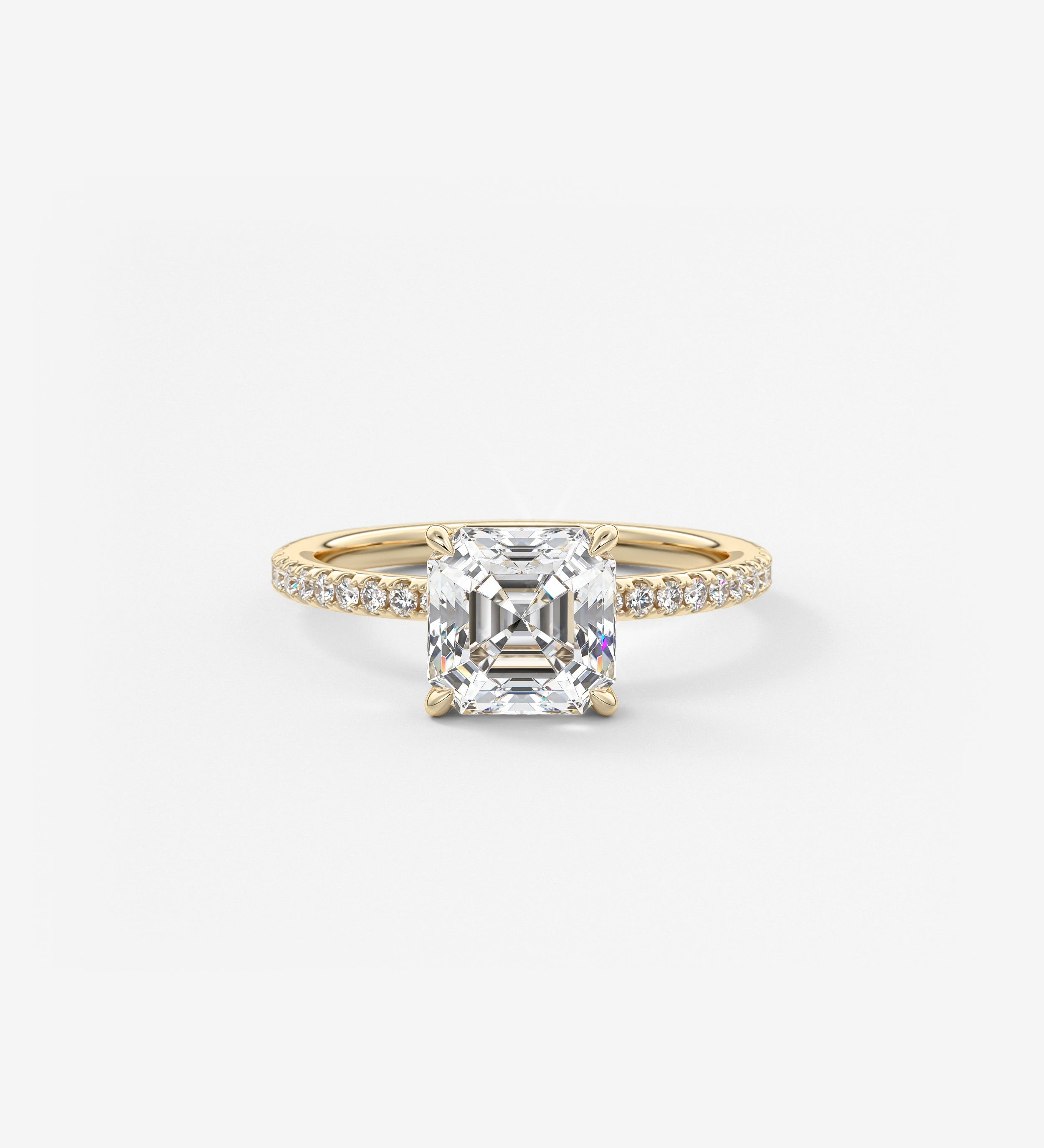 Asscher Pave Lab Grown Diamond Engagement Ring