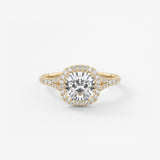 Cushion Halo & Pave , Split Shank Lab Grown Diamond Engagement Ring