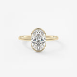 Oval Half Bezel Lab Grown Diamond Engagement Ring