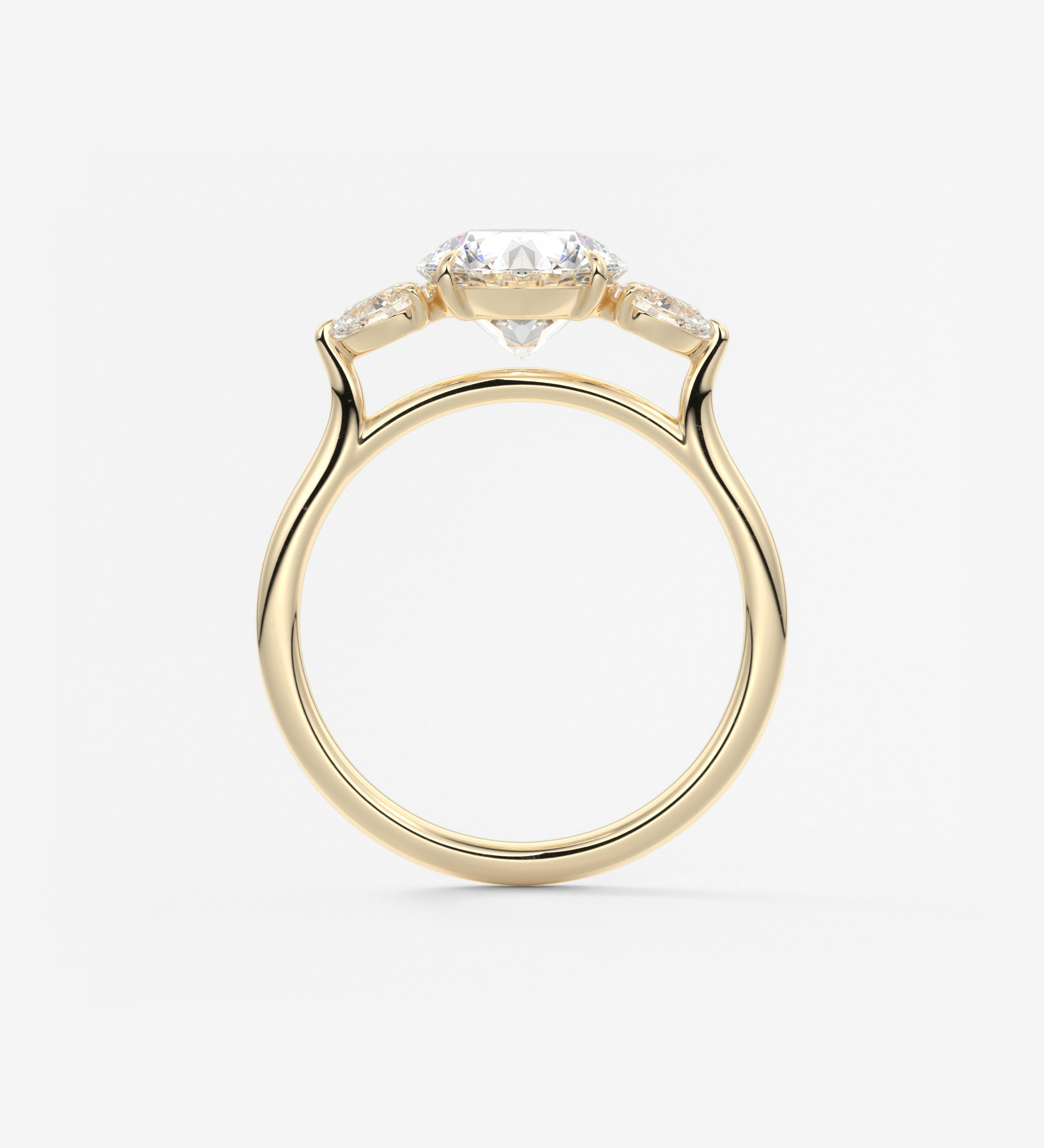 Round Three Stone Lab Grown Diamond Engagement Ring