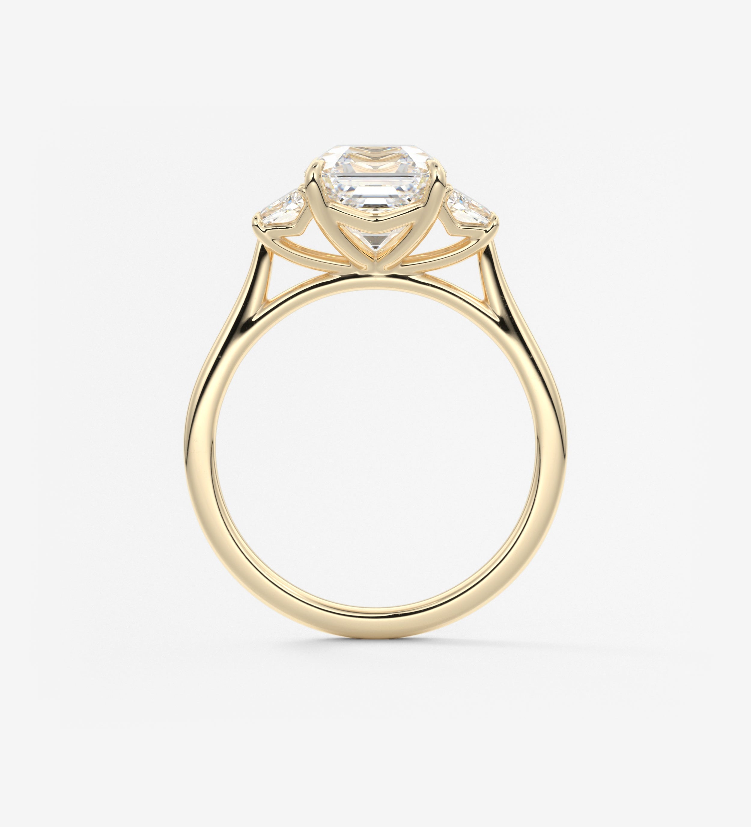 Asscher Three Stone Lab Grown Diamond Engagement Ring
