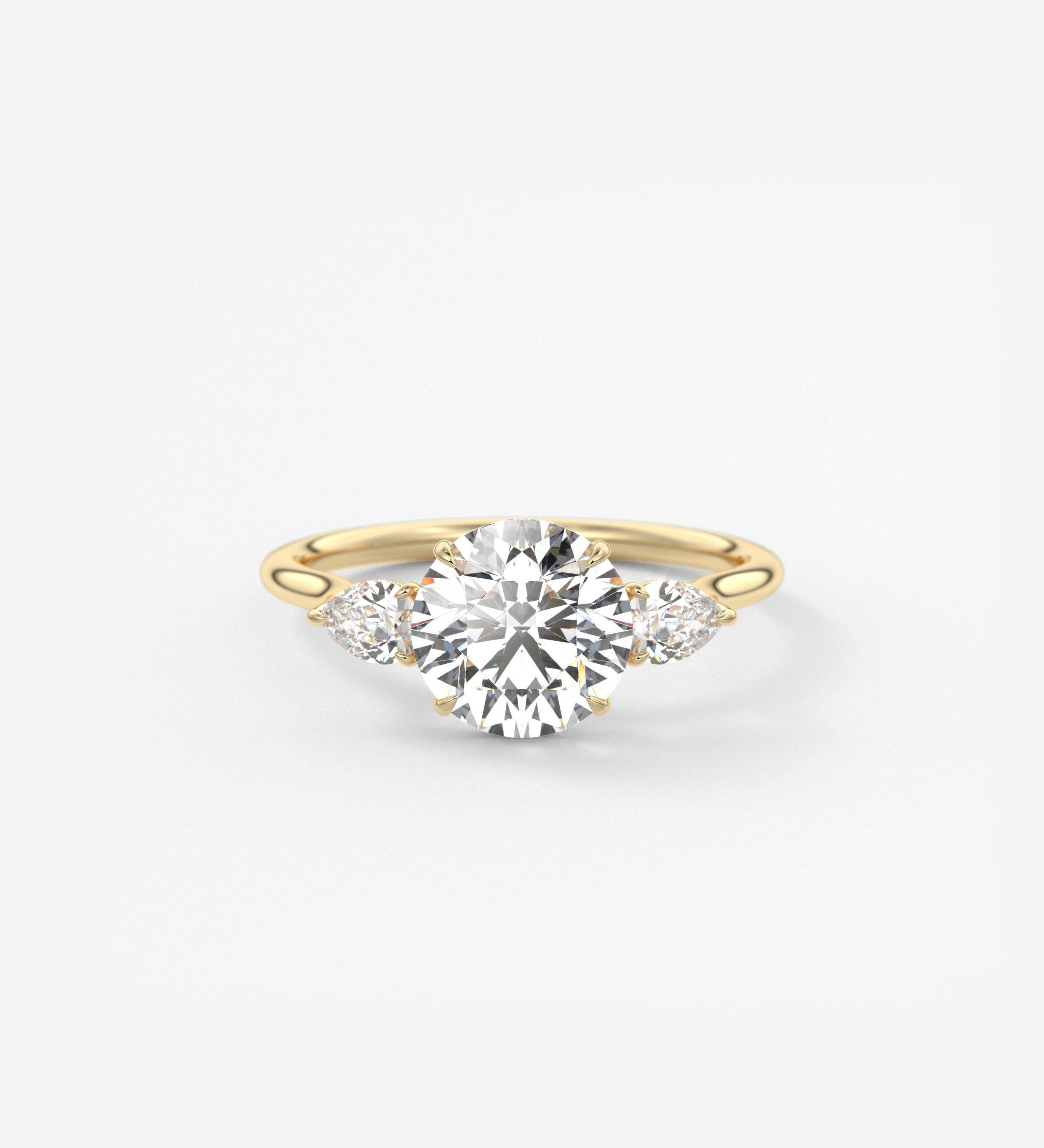 Round Three Stone Lab Grown Diamond Engagement Ring