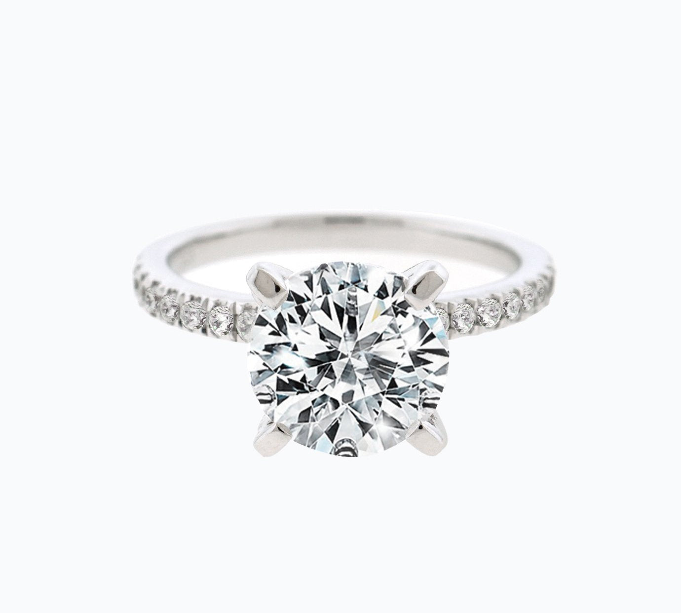 1.50 CT Round Shaped Moissanite Solitaire Pave Setting Engagement Ring 1