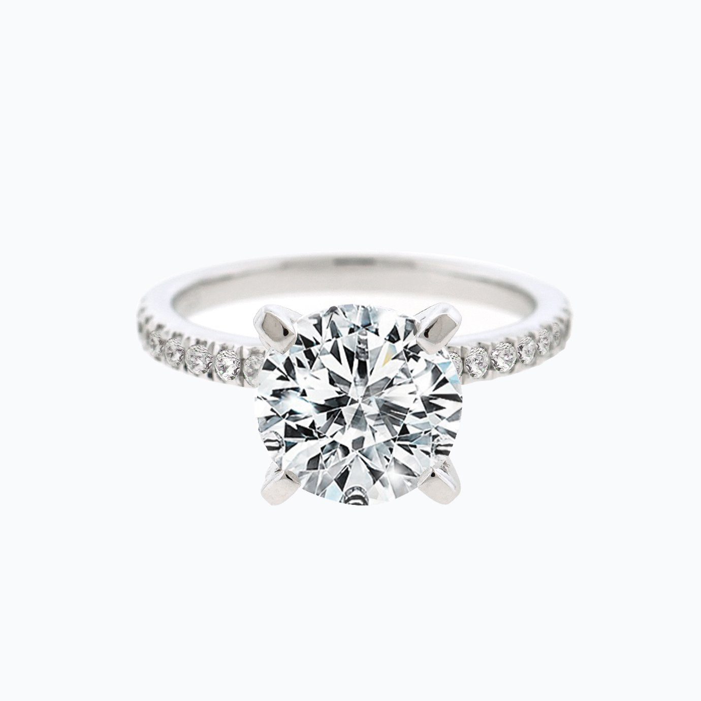 1.50 CT Round Shaped Moissanite Solitaire Pave Setting Engagement Ring 1