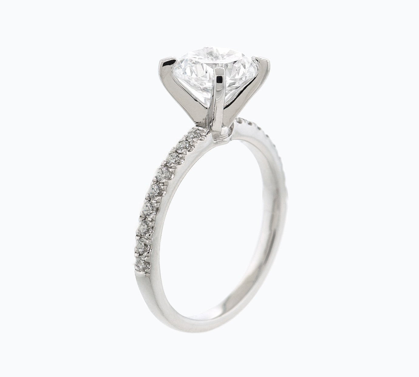 1.50 CT Round Shaped Moissanite Solitaire Pave Setting Engagement Ring 3