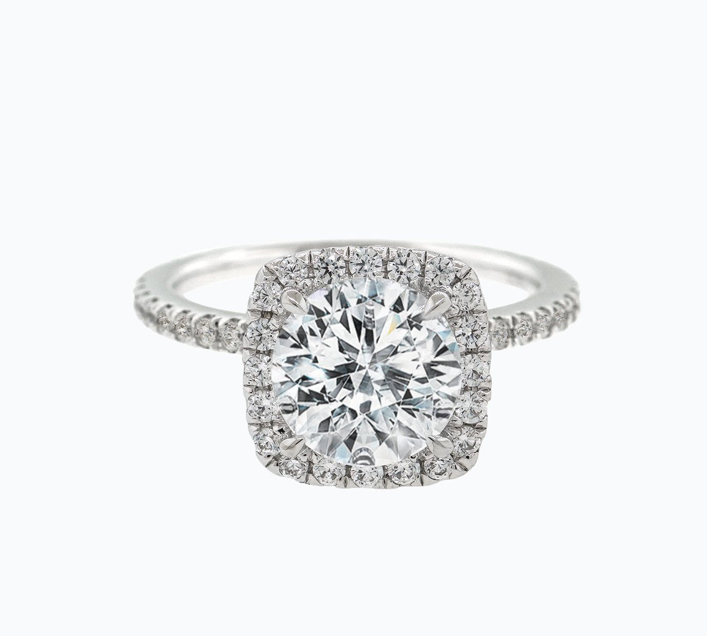 1.50 CT Round Shaped Moissanite Halo Engagement Ring 1