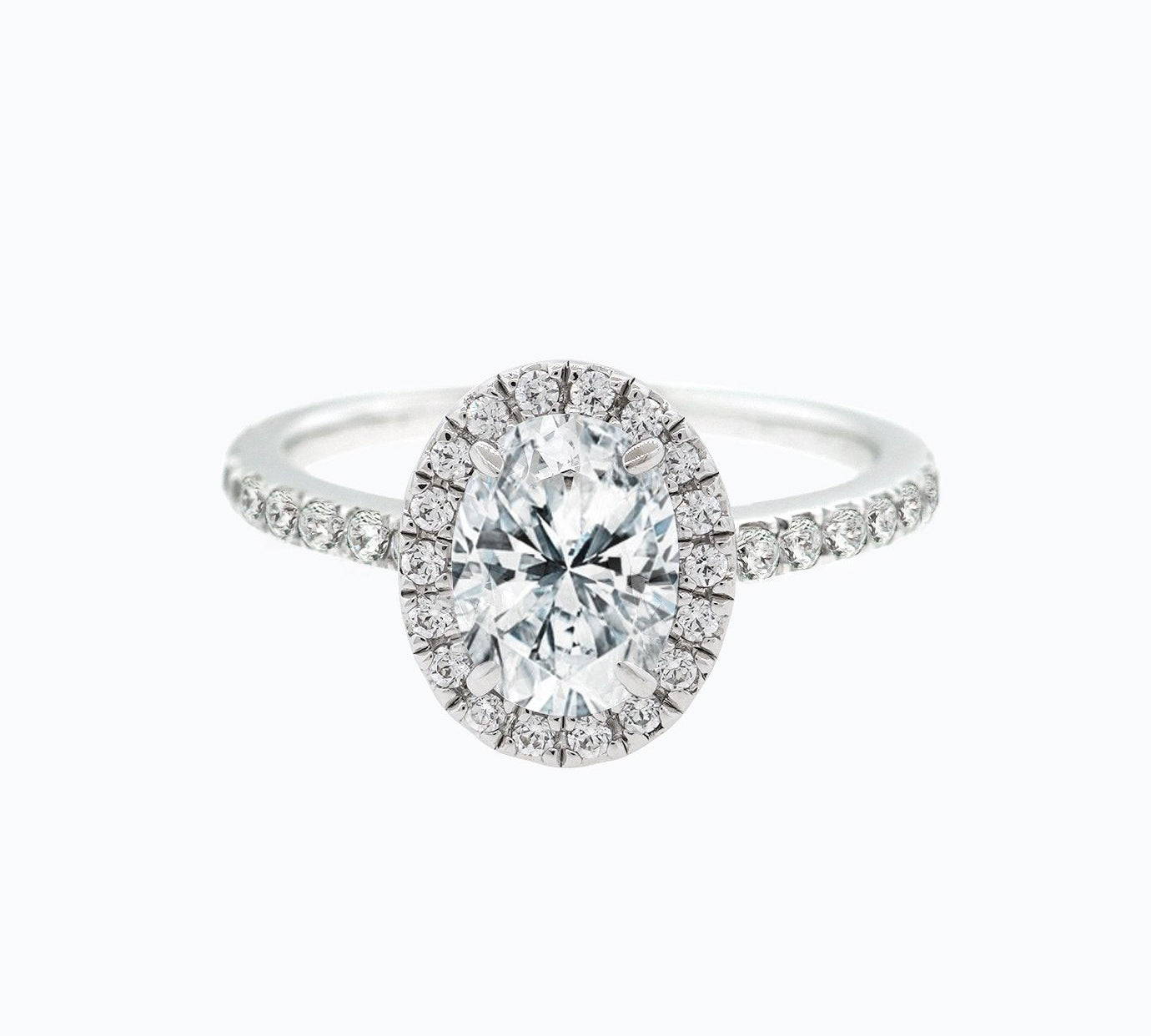 1.50 CT Oval Shaped Moissanite Halo Engagement Ring 1