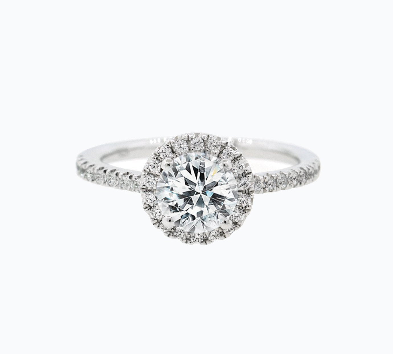 1.0 CT Round Shaped Moissanite Halo Engagement Ring 1