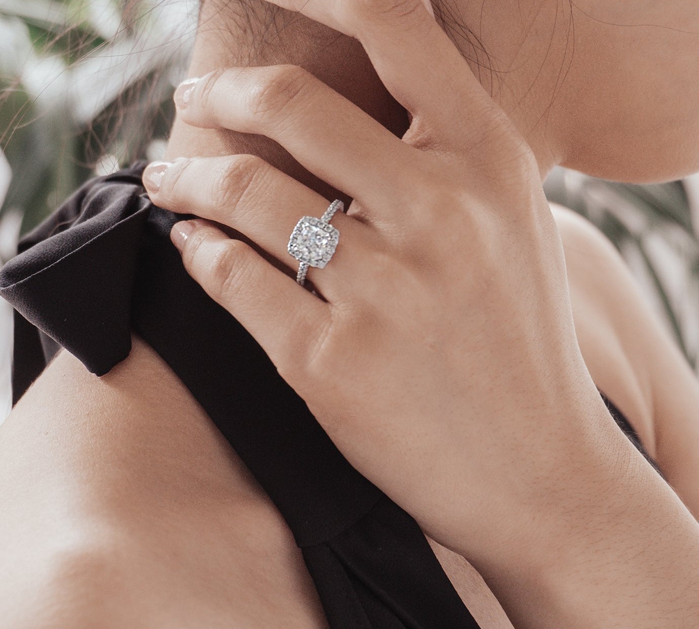 1.50 CT Cushion Shaped Moissanite Halo Engagement Ring 2