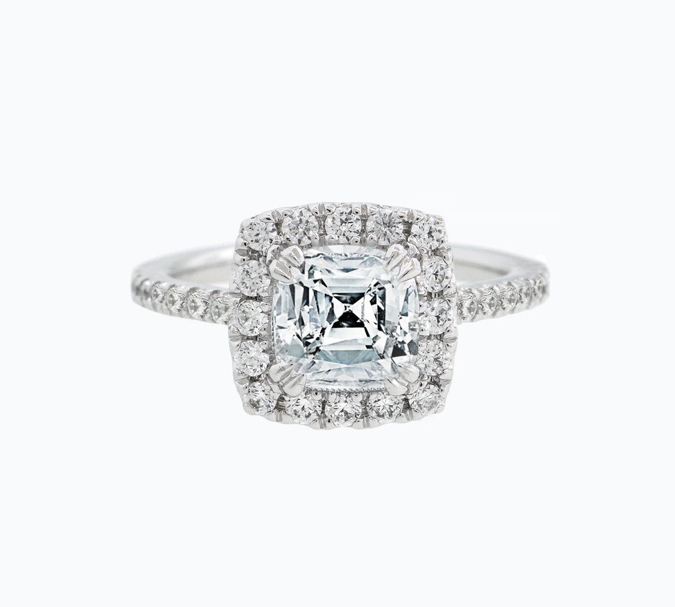 1.50 CT Cushion Shaped Moissanite Halo Engagement Ring 1