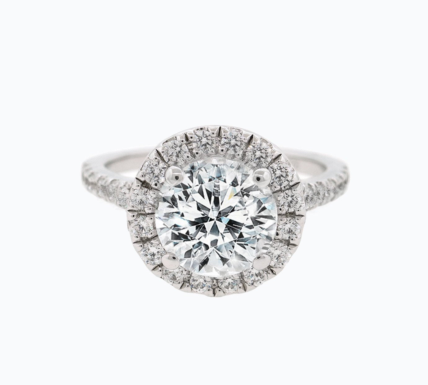 1.50 CT Round Shaped Moissanite Halo Engagement Ring 1