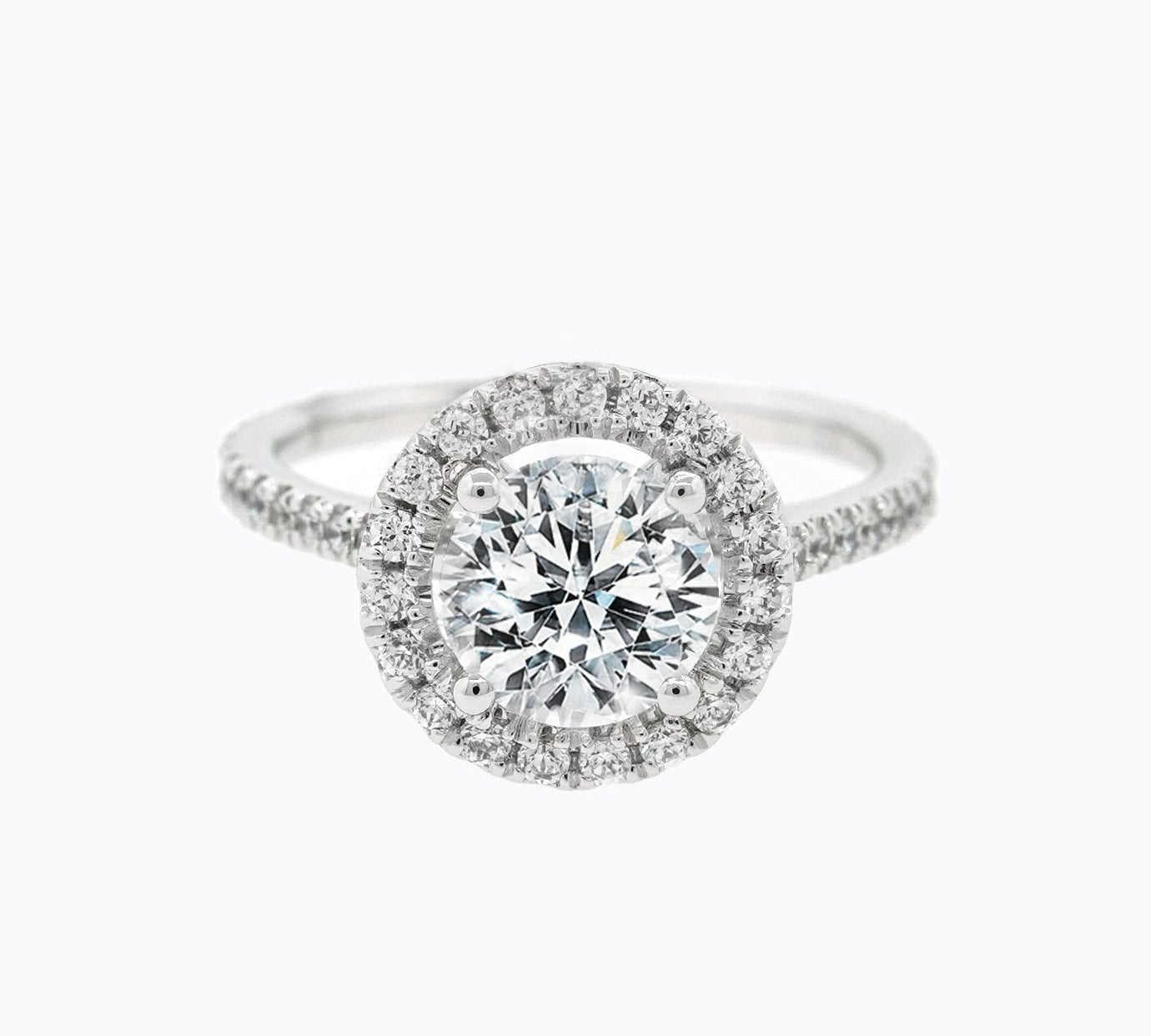 1.0 CT Round Shaped Moissanite Halo Engagement Ring 1