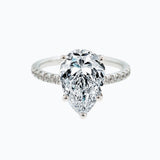 3.0 CT Pear Shaped Moissanite Hidden Halo Engagement Ring 1