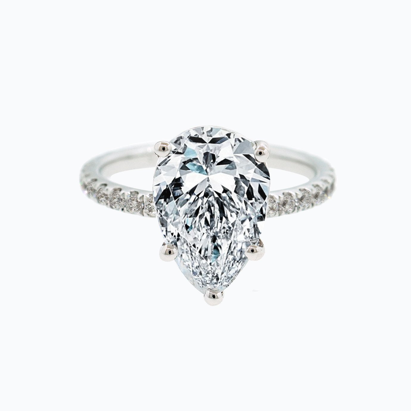 3.0 CT Pear Shaped Moissanite Hidden Halo Engagement Ring 1