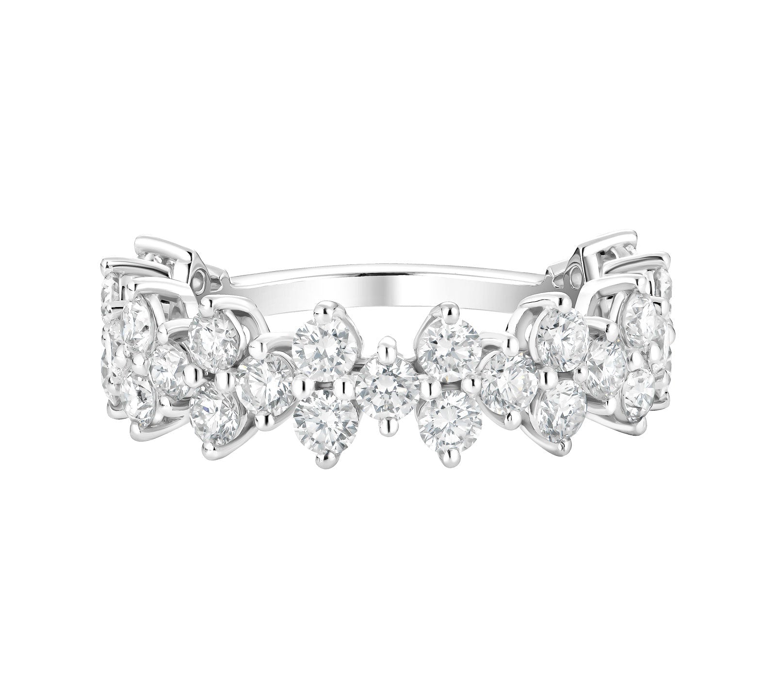 2.0 CT Round Shaped Moissanite Cluster Wedding Band 1