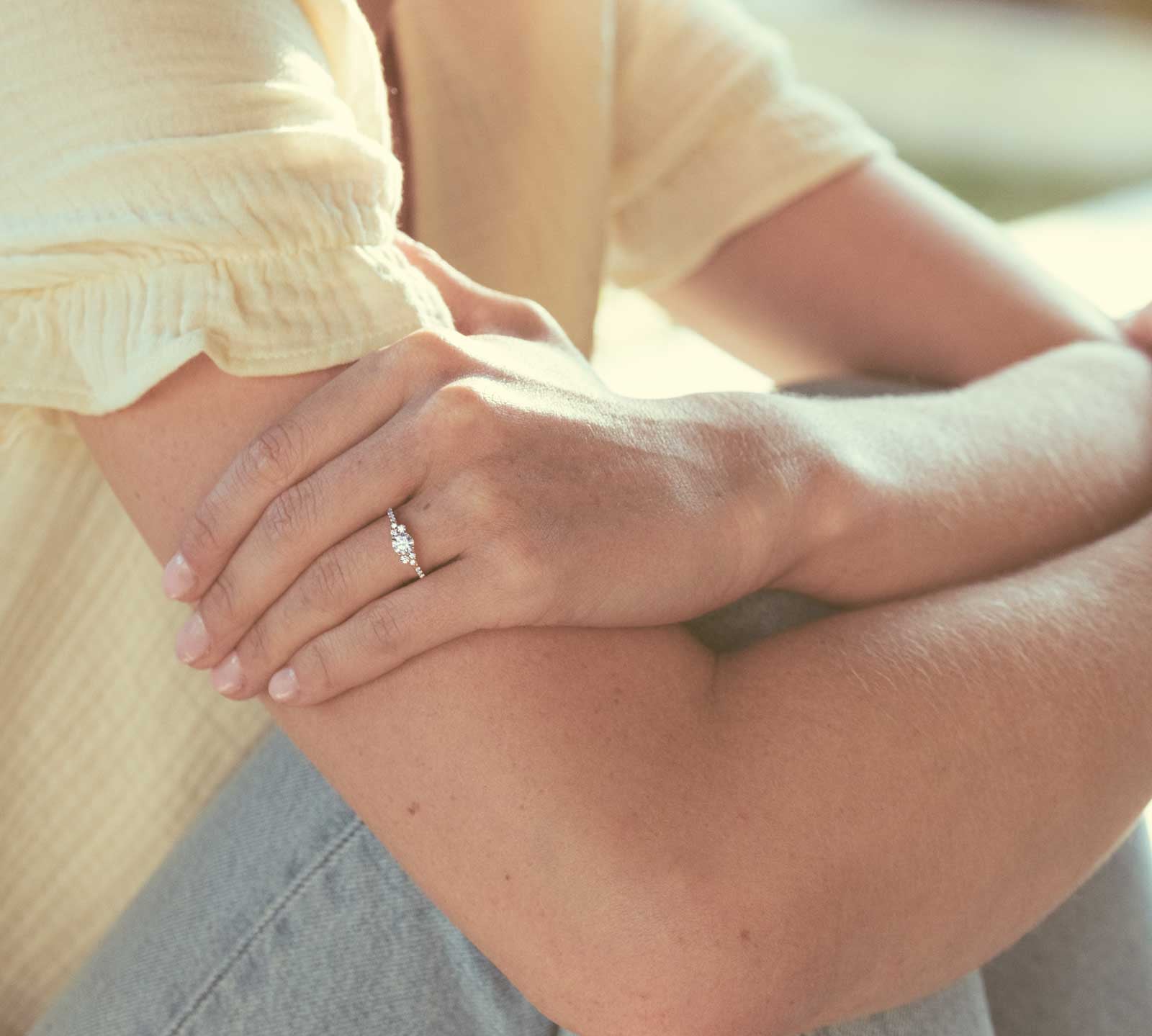 0.40 CT Round Shaped Moissanite Cluster Engagement Ring 3