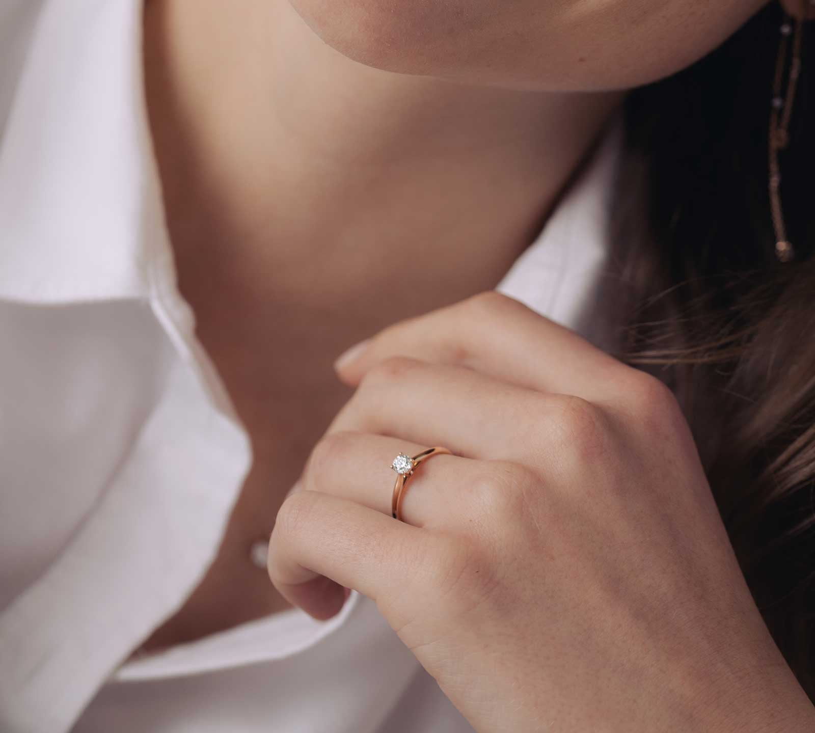 0.30 CT Round Shaped Moissanite Solitaire Engagement Ring 3