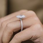 3.85 CT Oval Solitaire Halo & Pave Moissanite Engagement Ring 4