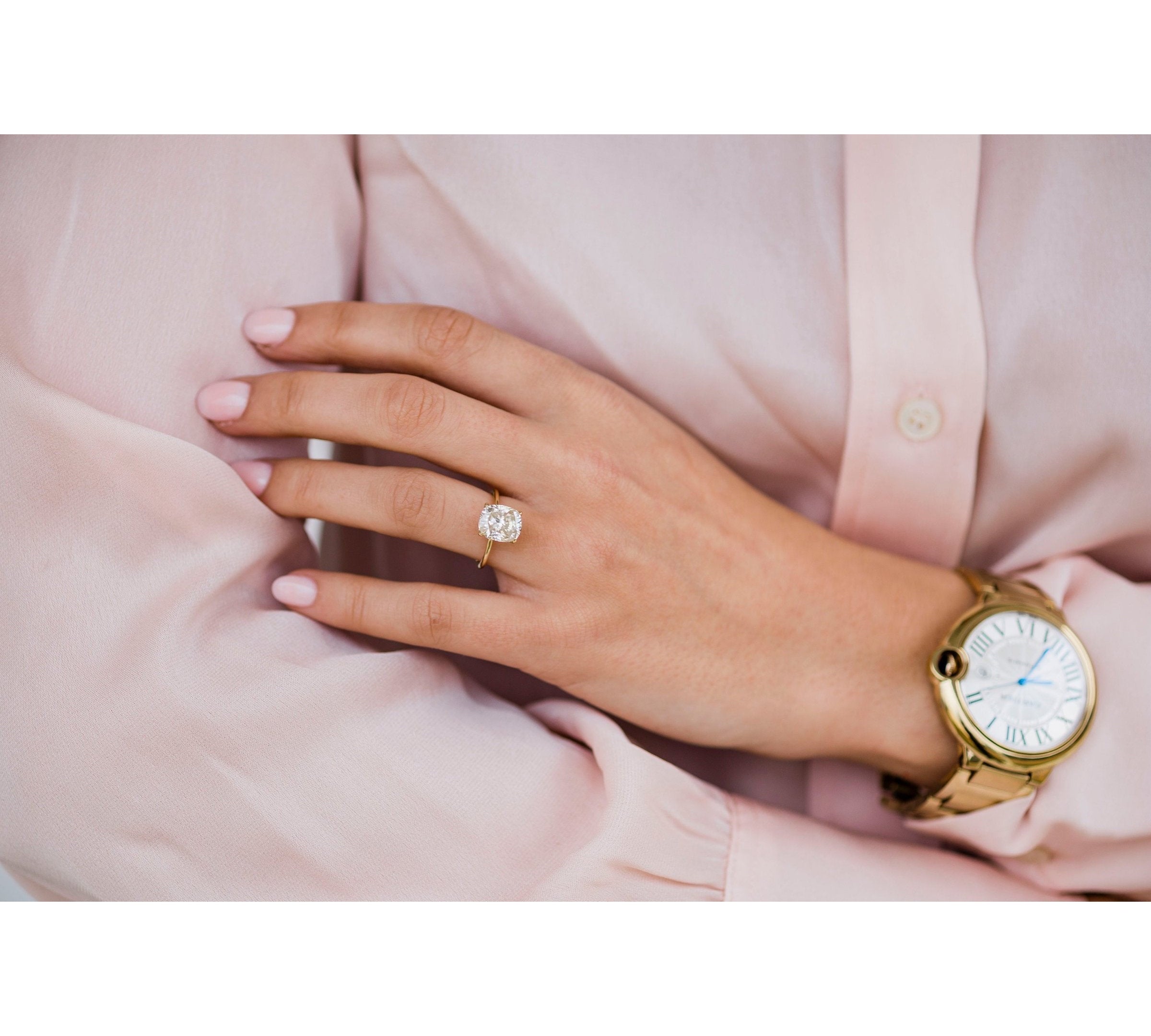 3.15 CT Elongated Cushion Solitaire Moissanite Engagement Ring 3