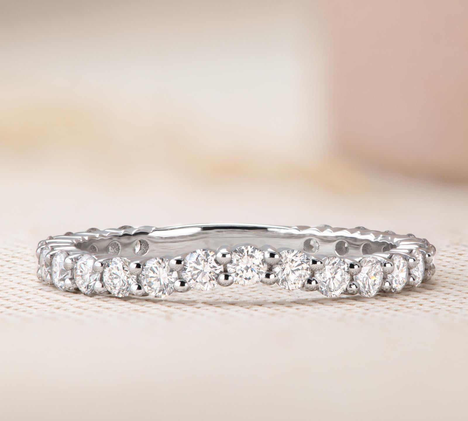0.63 CT Round Shaped Moissanite Semi Eternity Wedding Band 3